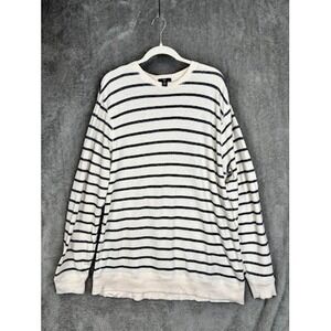 GAP Striped Crewneck Sweatshirt Long Sleeve Cream Navy Blue Size XXL 100% Cotton